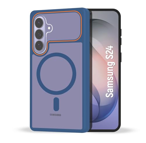 Image of AIBEX Protective Magnetic Case for Samsung Galaxy S24 / S25 5G | Slim Protective Back Cover with Camera Lens Protection, Strong Magnetic Support & Anti-Slip Grip| Military Grade Drop Protection- Blue