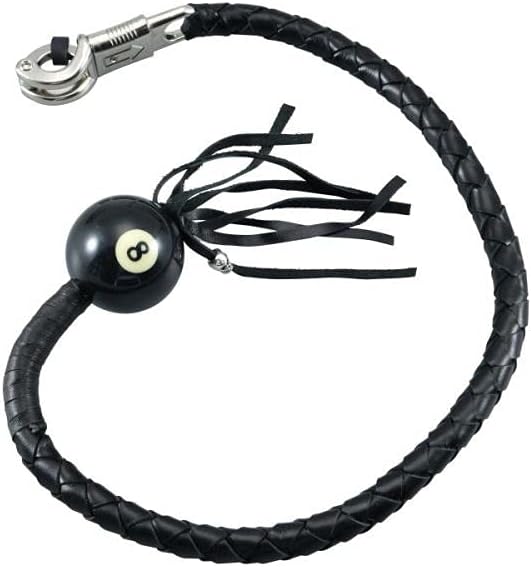 GARGOYLE BELLS Genuine Leather Motorcycle Whips 36" Get Back Whip with Fringes and Ball, Heavy Duty Biker Whips Handlebar Accessories for Motorbike(Black, 36")