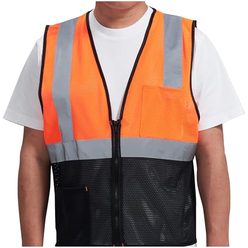 Image of AYKRM 2 Pocket Mesh High Visibility Reflective Safety Vest for men & Women ANSI /ISEA 107 Standards