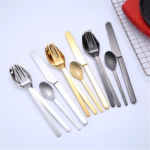 Ensemble de couverts à steak – Ensemble de 4 pièces avec couteau, fourchette et cuillère pour salle à manger