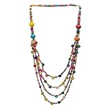 mophrati Collar hecho a mano con dijes de cáscara de coco y cuentas de Para madera de colores. Hermoso accesorio para graduaciones, bodas, cumpleaños, joyería artesanal para
