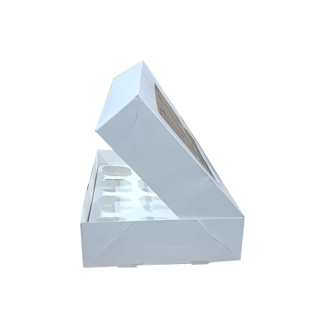 Nips packaging 12 Regular Cupcake Boxes - Plain White with Window (25)