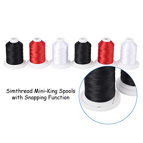 Simthread Embroidery Machine Thread Kit 800Y 21 Spools Black White And Red Colors For Professional Embroidery Design #TOP2