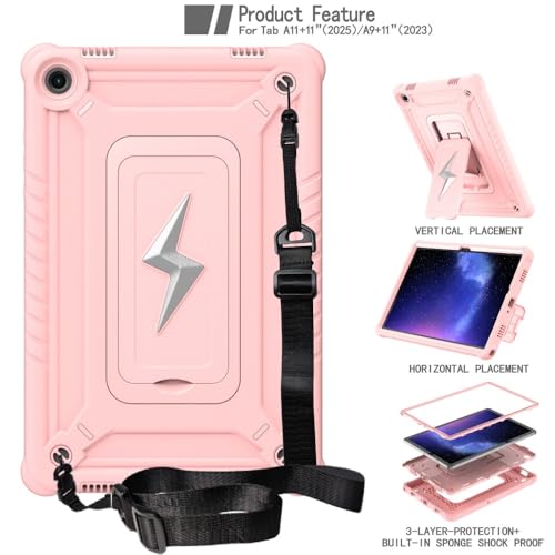 Coque silicone Samsung Galaxy Tab S10 Plus or rose avec sangle et support rigide - 2