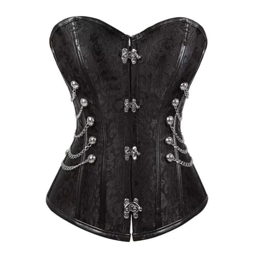 Jutrisujo Steampunk Corset Pirate BustiersTop Plus Size Women Black S
