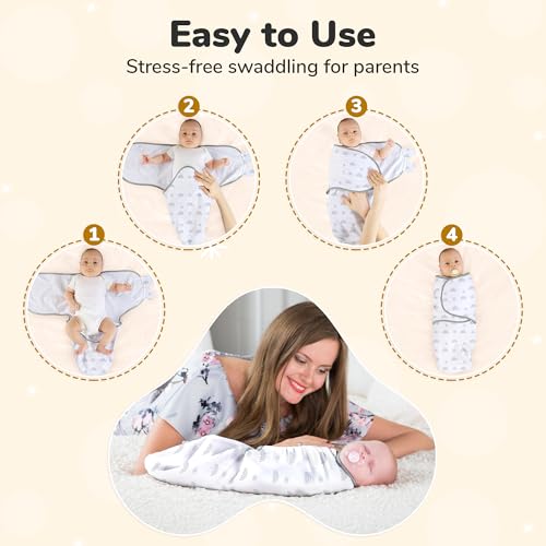 Image of Mama Cheetah Baby Swaddle Sack 3-6 Month, Organic Cotton Swaddling Sleep Sack, Swaddles for Boy Girl, Grey, 3-Pack