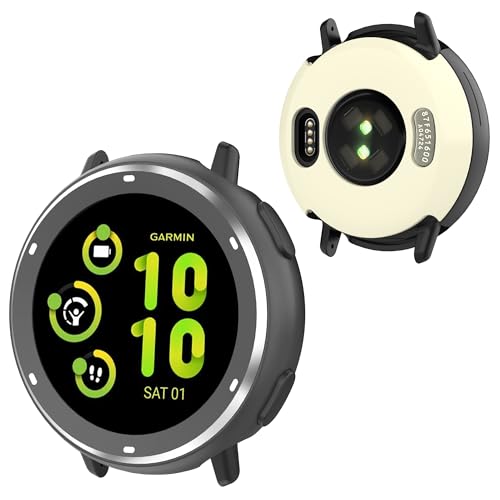 BEARDDO 2 in 1 Metal Case for Garmin Vivoactive 5 with TPU Back Cover, Rugged Shockproof All-Round Protective Cover with Cleaning Cloth Accessories for Garmin Vivoactive 5 Smartwatch Bezel (Dark Gray)