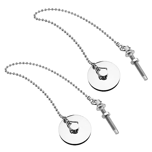 VGOL 2 Tapones cromados para Fregadero con Cadena de Bolas de 1 1/2 Pulgadas, 38 mm, Cubierta de tapón de Drenaje para Fregadero de Cocina, baño, bañera, Lavabo