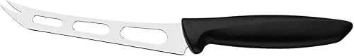 150mm Stainless Steel Cheese Knife – Soft and Hard Cheese Slicer with Open Surface Holes, Front Fork Tip, and Ergonomic Non-Slip Black Handle
