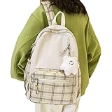 Mochila escolar - Mochila escolar a cuadros para niñas - Mochila para portátil universitaria Mochila de viaje antirrobo Mochila de viaje Bolsas grandes para adolescentes, niñas, mujeres, estudiantes