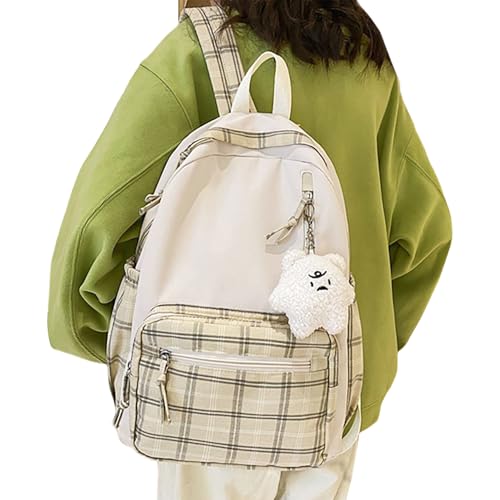 Mochila escolar con múltiples bolsillos | Linda escuela de viaje para niñas universitarias, mochila ligera y casual, caqui, Siehe Beschreibung
