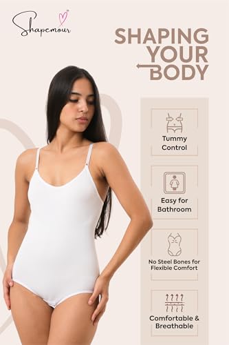Image of SHAPEMOUR Thong Bodysuit for Women, Slimming Design Shapewear for Women, Tummy Control Body Shaper with Silicone Grip, No Steel Bones for All Day Comfort, Seamless Sculpting Bodyshaper