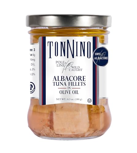 Tonnino Tuna Fish Albacore - Olive oil – Pack of 6 – Alternative to Salmon – Protein Snacks – Ready to Eat Meals