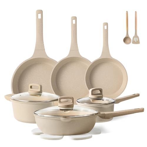 Image of CAROTE 16 Pcs Pots and Pans Set Nonstick, Induction Kitchen Cookware Sets, Non Stick Kitchen Cooking Set with Frying Pans Set