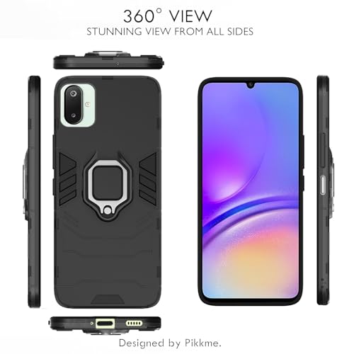 Image of Pikkme Back Cover for Samsung Galaxy F06 5G / M06 5G | D5 Tough Armor | 360 Protection Case | Ring Holder Stand Bumper Case (Black)