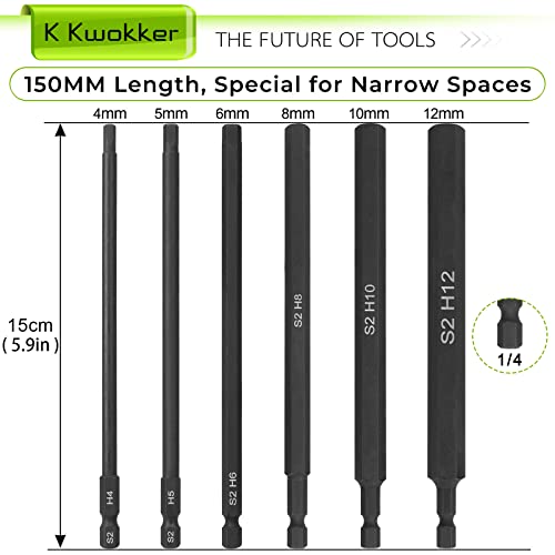 K Kwokker 150mm Hex Head Allen Wrench Drill Bits - Image 2