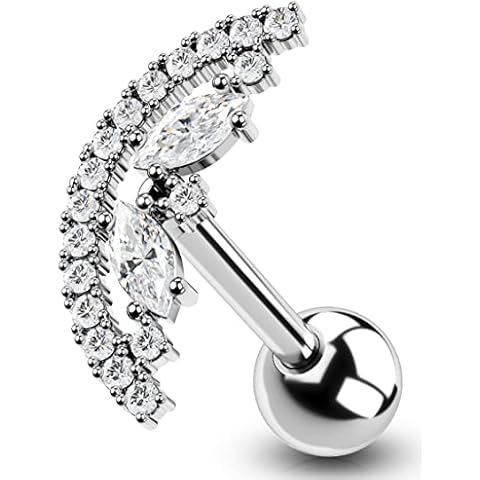 OUFER 16G Cartilage Helix Earring with CZ Cover