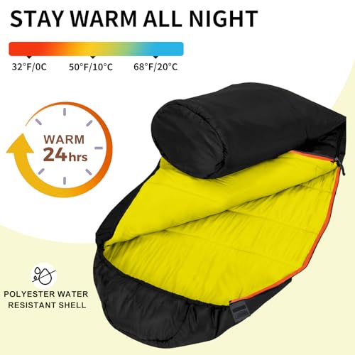 KAMPKEEPER Bolsa de Dormir Momia para Adultos, Para Camping en Clima Frío, 3-4 Estaciones, Cremallera Anti-Enganches con Capucha Ajustable para Mochilero y Senderismo miniatura 2
