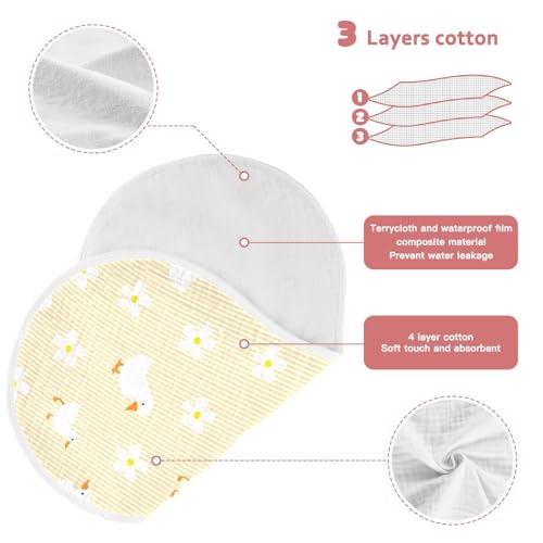 Cheerful Ducks Pattern Muslin Burp Cloths for Baby 4-Layer Absorbent Cotton Large 22" x 11" Soft Spit Up Rags for Newborns Boys Girls, 4 Pack3