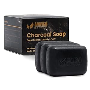 Natural Charcoal Soap Bar Set – 3-Pack Plant-Based Face & Body Soap for Daily Use – Deep-Cleansing Bar Soap for All Skin Types – Vegan Gift Set for Men & Women