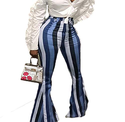 GUOLEZEEV Women Bodycon Flare Pants Stretchy Fitted Flare Bottom Trouser XL