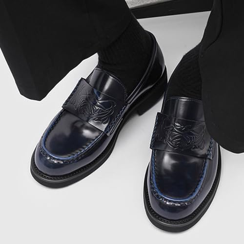 Men's Patent Leather Casual Slip on Penny Loafers Classic Round Toe Comfortable Low-Top Business Dress Oxford Shoes for Party Dating Work3