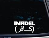 Infidel - 7' x 3 3/4' die cut vinyl decal for window, car, truck, tool box, virtually any hard, smooth surface