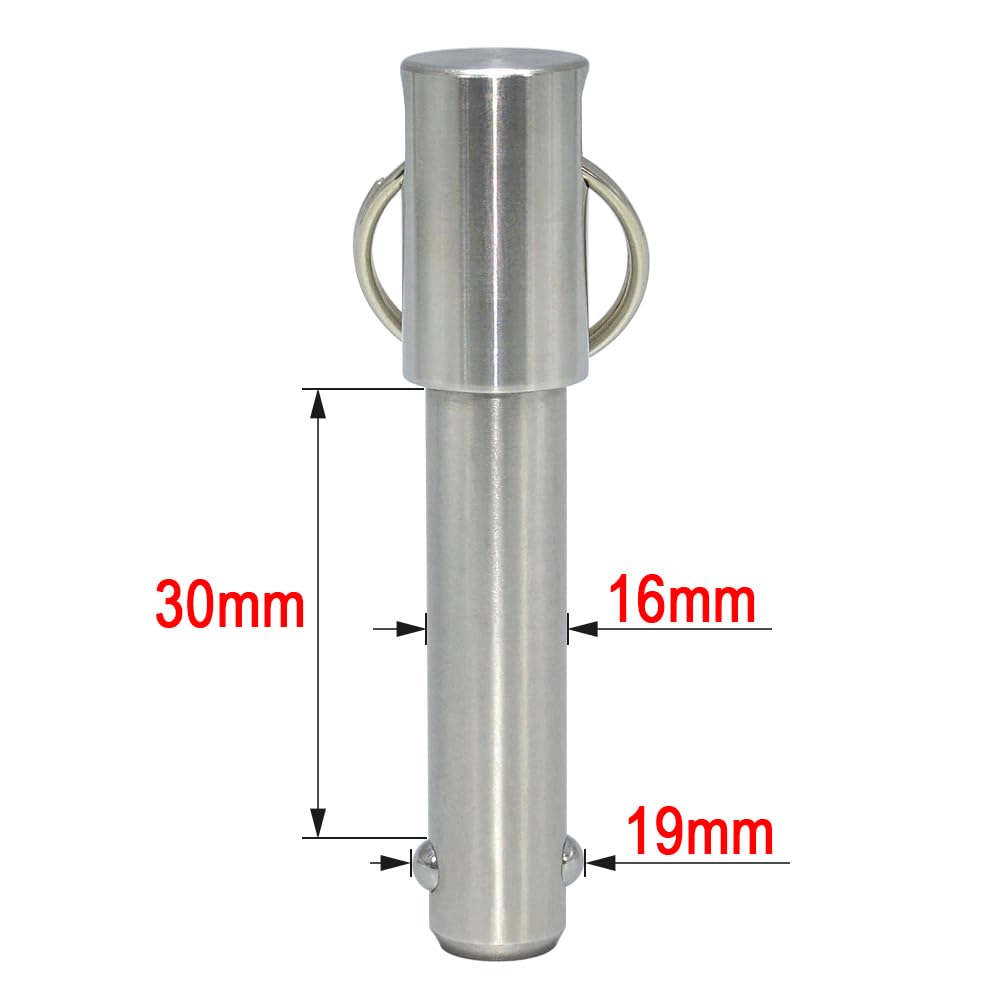 AUZHU- PLS- Metric- Marine Grade Stainless Steel Quick Release pins Ball Lock pins Spring pins Positioning pins Safety pins Indexing locating pins Quick Locking Latch Dowels Size: M16 mm - L30 mm