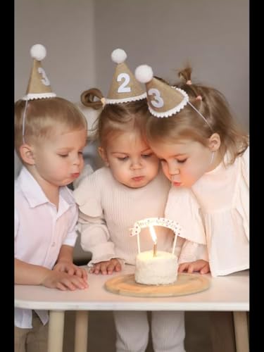 Image of BabyMoon 3 Year Birthday Cone Cap | Cake Smash | Baby Photography Cap | Brown