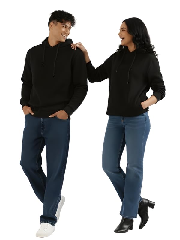 Image of SAADAA Unisex Pullover Fleece Hoodie for Men & Women | 100% Cotton Top Surface | Fleece Inner | Casual Fit | 2 Pockets | Winter Wear