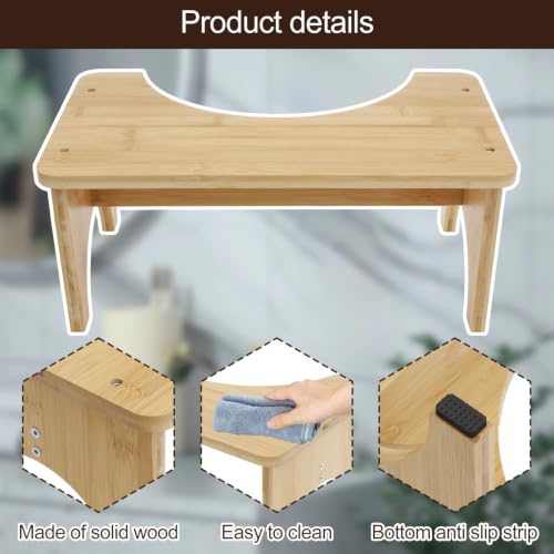 Taburete de baño madera con diseño antideslizante y portátil para toda la familia 7