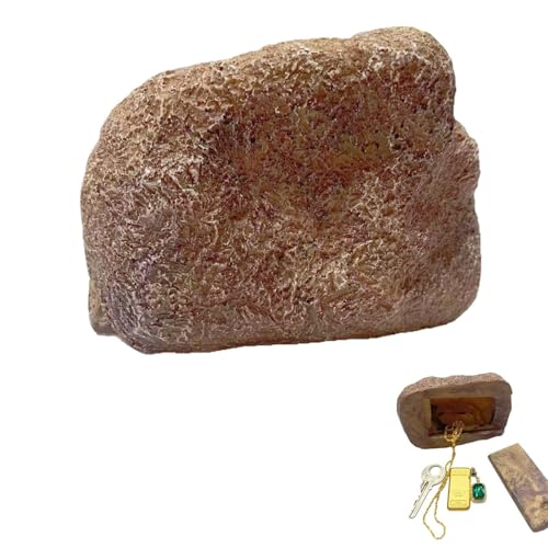Renchey Cache Clé Pierre Pour Extérieur, Pierre Factice Étanche Clé de Rechange Faux Verrou, Étui Décoratif Pour Jardin Maison Cabane Buissons Chemins De Géocaching Garage Terrasse Maison