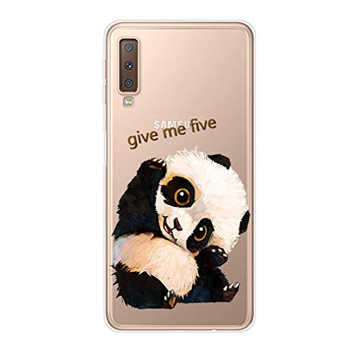 Preisvergleich Produktbild Homikon Silikon Hülle Karikatur TPU Tasche Handyhülle Transparente Durchsichtig Kirstall Clear Ultra Dünn Schutzhülle Stoßdämpfend Soft Case Kompatibel mit Samsung Galaxy A7 2018 - Winkender Panda
