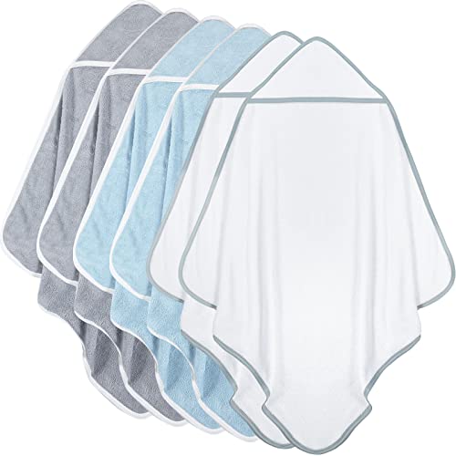 Image of 6 Pack Baby Hooded Towels Baby Bath Towel Absorbent Soft Hooded Towel for Babies Shower Essentials Hooded Baby Towels Baby Towels Washcloths for Boy Girl Infant Shower Towel