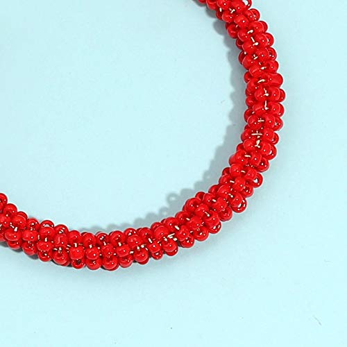 Cealxheny Beaded Hoop Earrings For Women Mixed Color Bead Dangle Earrings Bohemia Hoop Dangle Earring Studs For Girls (B Red) #TOP6