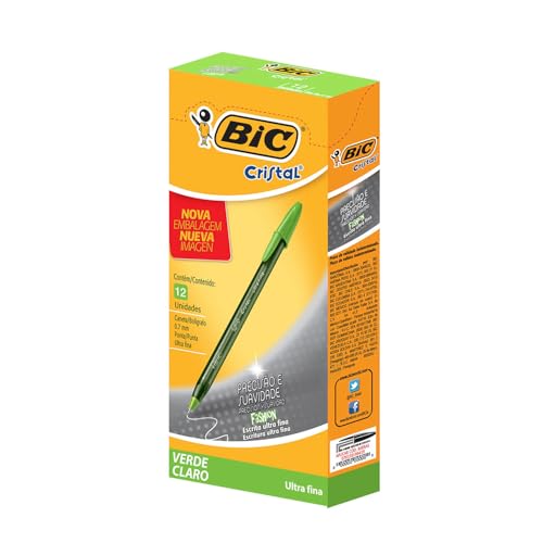 Caneta Esferográfica 0.7mm, BIC, Cristal Fashion Verde, 902484, 12 Unidades