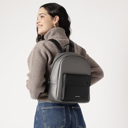 Image of Fastrack Dual-Tone Backpack for Men & Women | Lightweight Structured Bag with Main Compartment, Front Flap Pocket & Side Bottle Holders | Minimal Everyday Backpack for College, Work & City Life