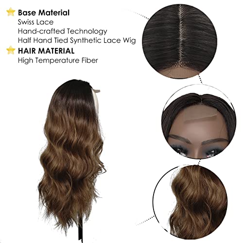 Yijundema Synthetic Lace Front Wig Brown For Women Long Nature Body Wavy Wigs 150% Density Heat Resistant Wig For Daily Party Use #TOP3