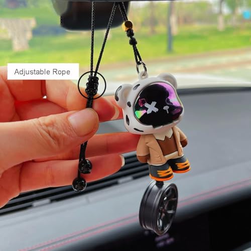 Image of YOURKARTS.COM Bunny Astronaut Car Hanging Ornament - Rearview Mirror Pendant Bear Design | Cute Car Interior Decor for Dashboard & Mirror Styling | car Accessories 2025