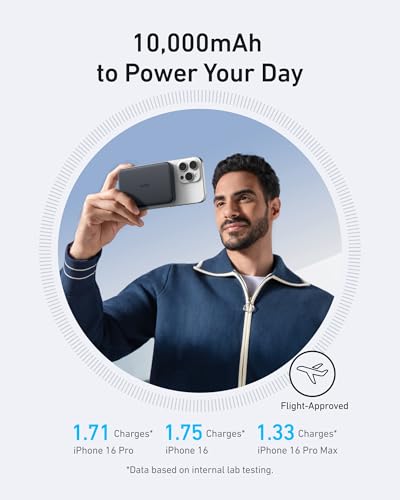 Anker MagGo Power Bank, Ultra-Slim 10,000mAh Magnetic Battery Pack, Qi2 Certified 15W Ultra-Fast MagSafe Compatible Portable Charger, Ergonomic Design, for iPhone16/15/14/13/12 Series Only - Image 6