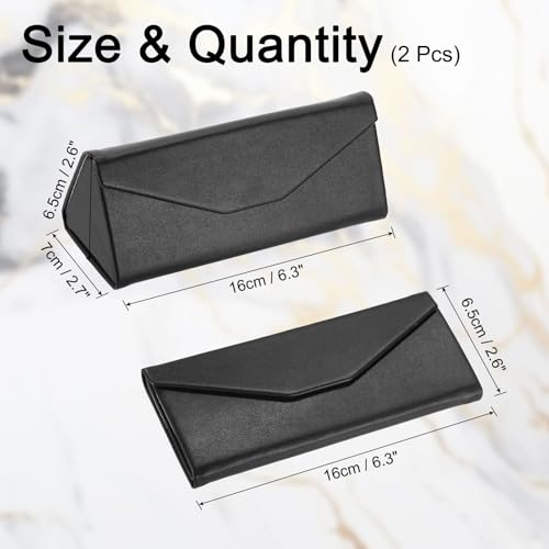 Image of PATIKIL Foldable Glasses Case, Triangle Magnetic Sunglasses Organizer Case PU Leather Hard Eyeglass Case for Women (2 Pcs)