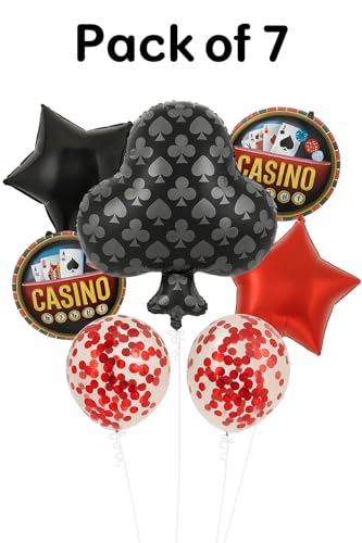 Image of AMFIN (Pack of 7) Casino Theme Foil Balloon Set, Elevate Your Party, Spades - Multi