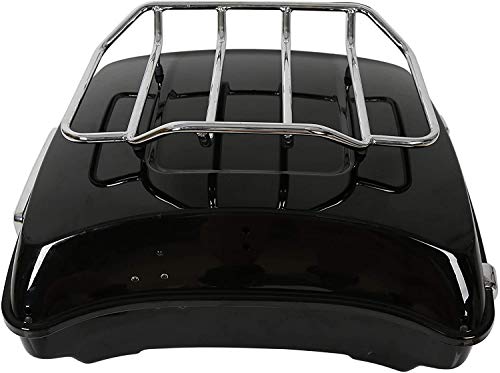 Image of ECOTRIC Chopped Motorcycle Storage Trunk Touring Trunk Tail Box w /Top Rack Compatible with 2014-2024 Harley Touring Models (2 Packages)