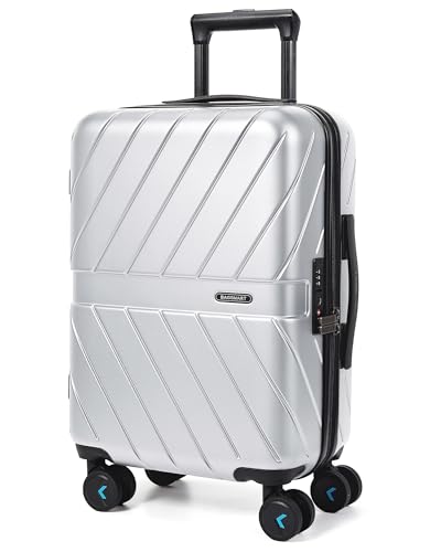 Image of BAGSMART Carry On Luggage 22x14x9 Airline Approved With TSA Lock, 1OO% Polycarbonate Hardside Luggage with Spinner Wheels,Durable Hard Shell Carry On Suitcase 20 inch Silver