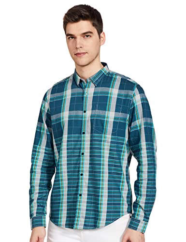 Image of blackberrys Men Slim Fit Urban Teal Green Shirt (Size : 46)