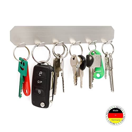 FGE-Line 6er Schüsselleiste selbstklebend Hakenleiste aus Edelstahl | ohne Bohren | Made in Germany