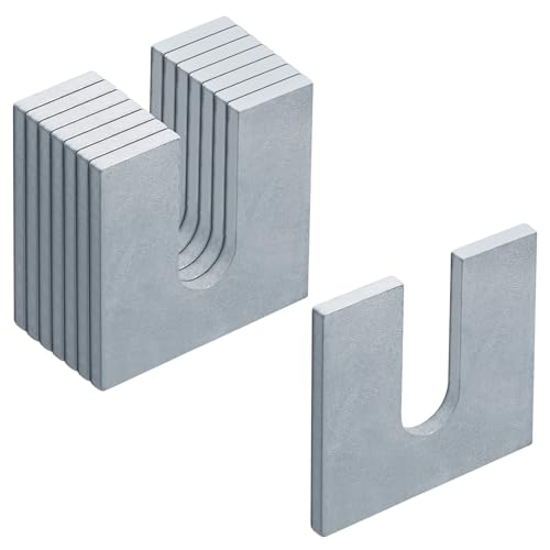Image of 8 Pack 3 inch x 3 inch Steel Metal Horseshoe Shim Washers for 3 /4 inch Bolts, 1 /8 inch Thick