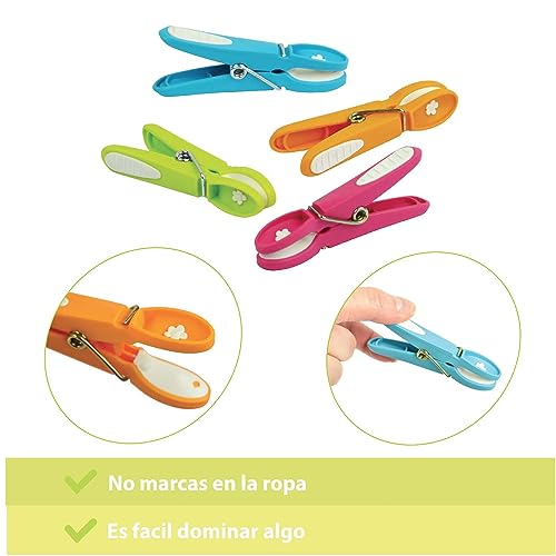 Miniatura 2 de Laguelle - 60 Pinzas Para La Ropa Antideslizantes - Fabricado En Francia - Surtido Verde, Azul, Naranja, Rosa