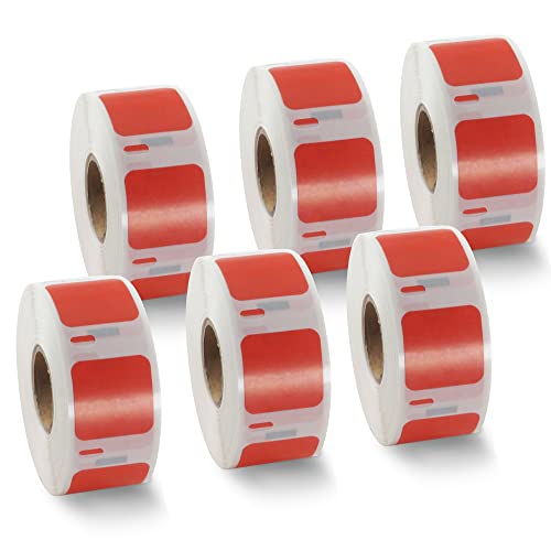 BETCKEY, 6 Rolls Red Small Multi-Purpose Labels Compatible with DYMO S0929120, 25mm x 25mm