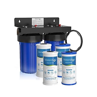 Waterdrop Whole House Water Filter System, with Carbon Filter and Sediment Filter, 5-Stage Filtration, Highly Reduce Lead, Chlorine, Odor and Taste, 2-Stage 5 Micron WD-WHF21-PG & WD-WF10PG Filters